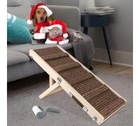 Umtiti Wooden Folding Portable Pet Ramp. 4 Levels Adjustable 9" to 17.3" with Non-Slip 5 Paw Traction Mat for Small Medium Doggie. Dog Ramps-BN,UK