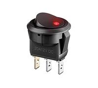 UMTMedia® 1 Piece Red 12V Round Rocker Switch Without Waterproof Cover - Car Van Dash Boat ON/OFF