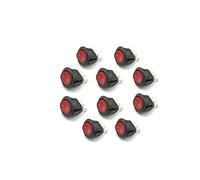 UMTMedia® 10 Pcs Red 12V Round Rocker 16A LED 20mm ON/OFF SPST Switch