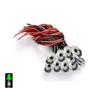 UMTMedia® 10 Pieces Constant Green, 12V Pre-Wired LEDs 10mm with Metal Caps