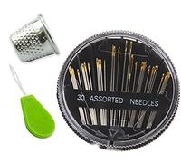 UMTMedia® 30 pcs Assorted Hand Sewing Needles + 1 x Free Thimble & Needle Threader UK