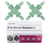 Umttery Bed Sheet Detangler, Keep Bed Sheets/Duvet Covers/Blankets from Tangling, Twisting & Balling in Washer and Dryer, 4 pcs(Green)
