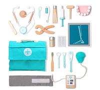 UMU® Children's Wooden Doctor's Case Play Set with Stethoscope, Blood Pressure Monitor, Dentist Toolbox and Much More, Doctor Toy for Role Play, 4, 5 Years Old Girls and Boys