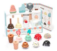 UMU® Children's Wooden Ice Cream Shop - Ice Cream Shop Including Kitchen Accessories (IS, Ice Cream Scoop, Ice Cream Cones etc.), Children's Kitchen Shopping Shops & Accessories for Role Play, Wooden