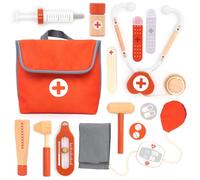 UMU® Mini Wooden Doctor Kit for Kids - 14-Piece Pretend Play Medical Set with Stethoscope, Blood Pressure Monitor & More - Toy Doctor Case for Children Age 3 4 5