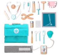 UMU® Children's Wooden Doctor's Case Play Set with Stethoscope, Blood Pressure Monitor, Dentist Toolbox and Much More, Doctor Toy for Role Play, 4, 5 Years Old Girls and Boys
