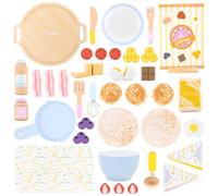 UMU® Wooden Pancake Playset for Kids - 44-Piece Cooking Toy with Pan, Spatula, Syrup & Toppings - Pretend Play Kitchen Accessory for Boys and Girls Ages 3-6