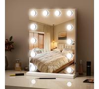 umvo Hollywood Vanity Mirror with LED Lights - Tabletop or Wall Mounted Makeup Mirror, Touch Control, 3 Color Modes, Dimmable with Smart Memory for Bathroom, Bedroom Gift(30x48cm)