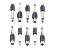umyeoqoyo 10 Pack Male Mono Jack Plug to RCA 6.35mm Female Phono Socket, Nickel Plated Audio Adapter or Headphones, Speakers, Cameras, Guitars, MP3 Players