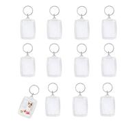 umyeoqoyo 12 Pcs Photo Keyring Double Sided Blank Picture Keychain Personalised Photo Key Fob Holder with Split Ring for Family Friends Photo Crafting Gift(Clear)