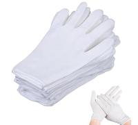 umyeoqoyo 24 Pcs White 100% Cotton Gloves Soft and Breathable Reusable Gloves for Silverware Polishing,Dry Hand Eczema,Coin Jewellery Inspection, Waiter Service, and Daily Cleaning Tasks