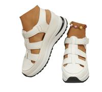 UMYUOANY Women's Hollow Out Breathable Platform Wedge Sandals Sneakers, Closed Toe Sandals for Women Gladiator Roman Sandals (White,41EU)