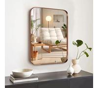 Umzodo 16x24 inch Brushed Bronze Bathroom Mirror for Wall, Rounded Rectangle Mirror with Metal Frame Hanging for Bathroom Entryway Vanity,Living Room,Bedroom,Vertical or Horizontal