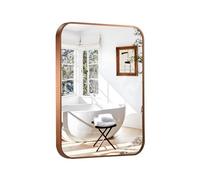 Umzodo 20"x30" Brushed Bronze Bathroom Mirror for Wall, Rounded Rectangle Mirror with Brown Metal Frame Hanging for Bathroom Entryway Vanity,Living Room,Bedroom,Vertical or Horizontal