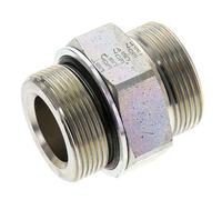 UN 1-11/16''-12 x M42x2 Zinc plated Steel Double Nipple ORFS 250 Bar - Hydraulic