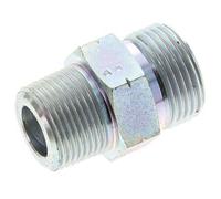 UN 1-3/16''-12 x 3/4'' NPT Zinc plated Steel Double Nipple ORFS 400 Bar - Hydraulic