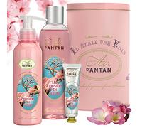Un Air d'Antan Women Gift Set: Body Moisturiser, Shower Gel, Hand Cream | Luxury Bath & Body in Decorative Tin | Cherry Blossoms and Freesia | Gifts for Women, Mum