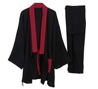 un-brand Men's Japanese Kimono Cotton Hanfu Ancient Pajamas Suit Plus Size Zen Clothing Taoist Clothing (Size L, B)