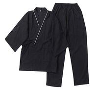 un-brand Men's Japanese Kimono Cotton Hanfu Ancient Pajamas Suit Plus Size Zen Clothing Taoist Clothing (Size L, Q)