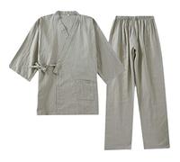 un-brand Men's Japanese Kimono Cotton Hanfu Ancient Pajamas Suit Plus Size Zen Clothing Taoist Clothing (Size XL, Z)