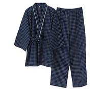 un-brand Men's Japanese Kimono Cotton Hanfu Ancient Pajamas Suit Plus Size Zen Clothing Taoist Clothing (Size L, S)