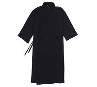 un-brand Men's Japanese Kimono Velvet Robe Plus Size Zen Clothing Taoist Clothing (Size L, Black)