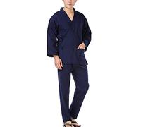 un-brand Traditional Japanese Style Kimono Thicken Cotton Pajamas Suit Japanese Canteen Working Clothing (Size M, Navy)