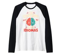 Un Cerebro Dos Idiomas Bilingual Spanish English Kids Raglan Baseball Tee