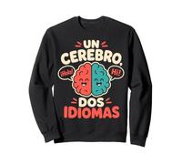 Un Cerebro Dos Idiomas Bilingual Spanish English Kids Sweatshirt