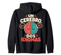 Un Cerebro Dos Idiomas Bilingual Spanish English Kids Zip Hoodie