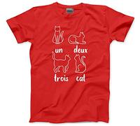 Un Deux Trois Cat French - Mens Unisex T-Shirt - Cute Kitty Pet M red