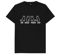 Un Deux Trois Cat Kids Womens Mens T Shirt 12-13 Black