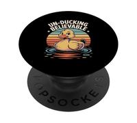 Un Ducking Believable Funny Duck Pun Retro Sunset PopSockets Adhesive PopGrip