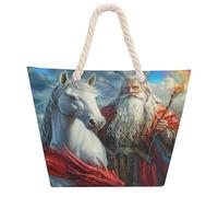 Un-icorn Storm Chaser Wizard Red Dragon Tote Bags for Women Men Shoulder Beach Bag Shopping Handbag with Hemprope Handle