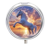 Un-icorns Pill Organizer Round Pill Box Travel Pill Case Medicine Organizer for Pocket Purse