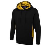 Uneek Clothing Two-Tone Hooded Sweatshirt UC517 Mens Black/Yellow 3XL