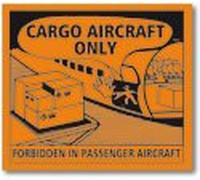 UN New 2009 ADR Cargo Aircraft Only Labels (ADR & UN compliant Sticker) - Quantity: 5 - Black on Orange - 110mm x 126mm - By Inoxia