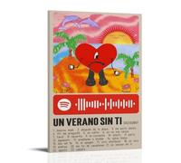 Un Verano Sin Ti-Bad BunnyPoster Canvas Classic Decoration Waterproof Fading Mural Art Universal Decoration Painting Give Friend Teacher Gift16x24inch(40x60cm) Frame-style