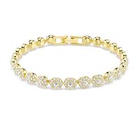 Una Angelic bracelet, Round cut, White, Gold-tone plated