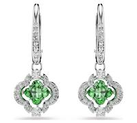 Una Angelic drop earrings, Mixed cuts, Green, Rhodium plated