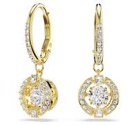 Una Angelic drop earrings, Round cut, White, 18K gold finish