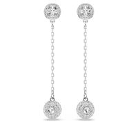 Swarovski Una Angelic Drop Earrings, Double-Sided Motifs with Clear Round-Cut Crystals in a Rhodium-Finished Setting, Part of the Swarovski Una Angelic Collection