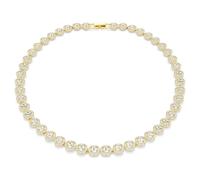 Swarovski Una Angelic Tennis necklace, Round cut, White, Gold-tone plated