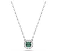 Una Angelic pendant, Round cut, Green, Rhodium plated