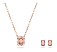 Swarovski Necklace & Matching Earrings Millenia Pink Octagon Jewellery Set