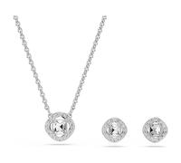 Una Angelic set, Round cut, White, Rhodium plated