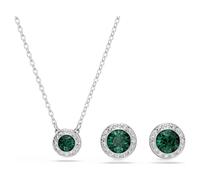 Una Angelic set, Set (2), Round cut, Green, Rhodium plated