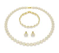 Una Angelic set, Set (3), Round cut, White, Gold-tone plated