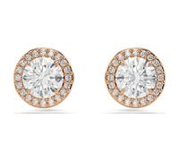 Una Angelic stud earrings, Round cut, Pavé, White, 18K rose gold finish