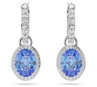 Una Angelica drop earrings, Oval cut, Blue, Rhodium plated